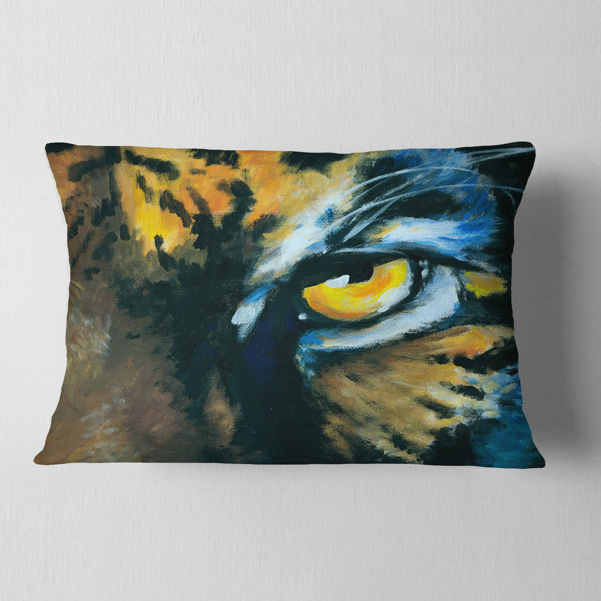 Designart Ferocious Eye of Tiger - Abstract Throw Pillow - 12x20