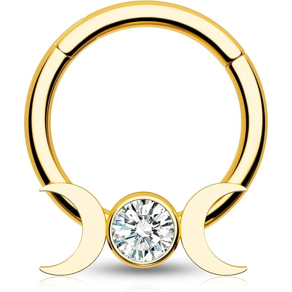 shiyou-Septum Rings 316L Stainless Steel Septum Piercing Jewelry 16Gauge Daith Piercing Jewelry Moon Phase Septum Piercing Jewelry for Women
