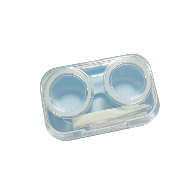 Blue Plastic Contacts Lens Case Portable Travel Storage Box Compact Holder Daily Travel Use