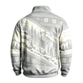 thumbnail image 4 of Men's Quarter Zip Mock Neck Sweatshirt Western Bear Print Long Sleeve Pullover Casual Outdoor Hunting Top Warm Athletic Sweatshirt Light Gray XXL, 4 of 4