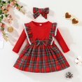 thumbnail image 4 of Vestido de cuadros de moda para bebé Vestido de cuadros de manga larga para niños de Navidad Vestido con lazo, 4 of 6