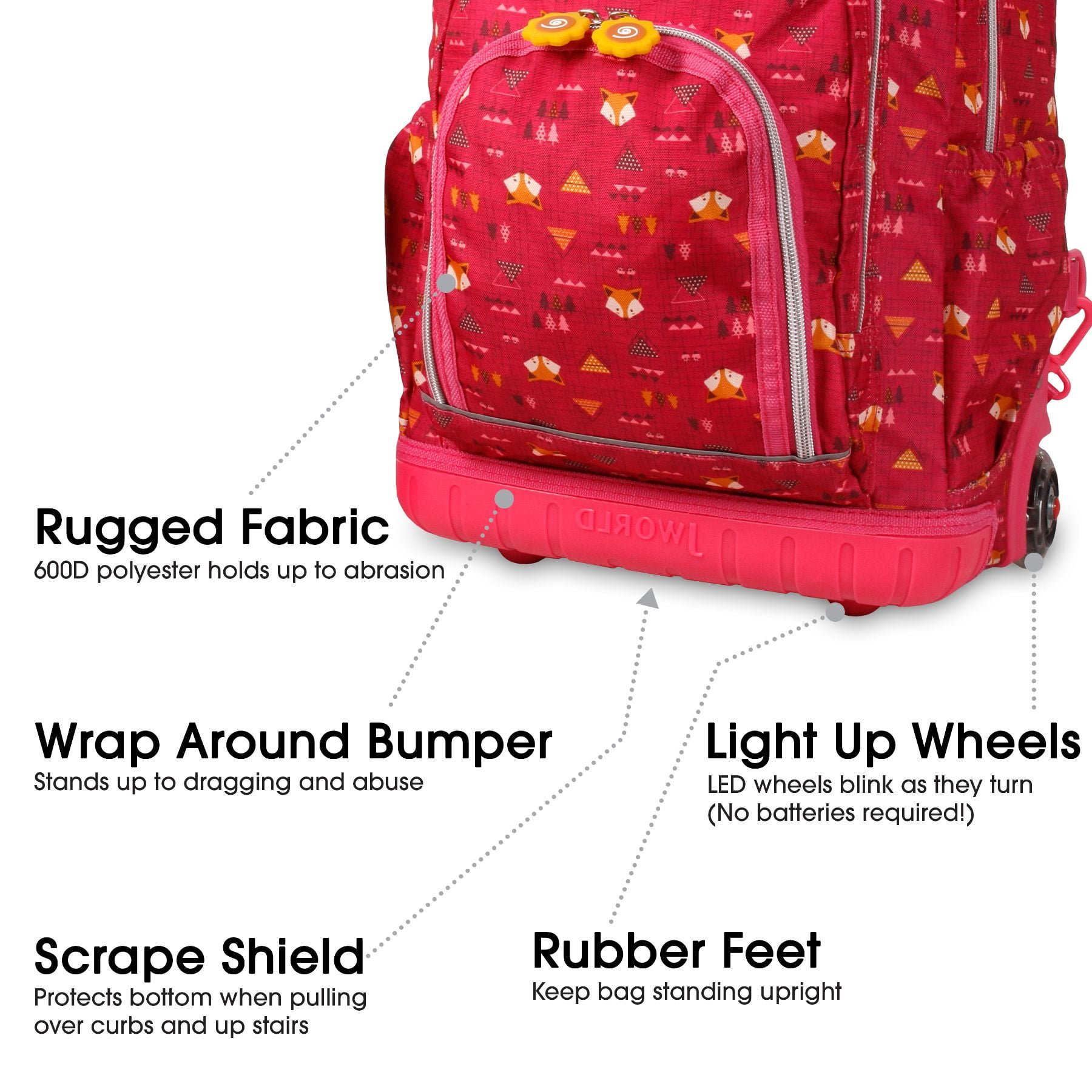 J World Girls Lollipop 16 Kids Rolling Backpack with Insulated Lunch Bag  for School and Travel, Fox - Walmart.com