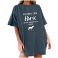 thumbnail image 1 of Birdeem Mode Femme T-Shirt Uni à Col Rond Imprimé à Manches Courtes Impression Blouse Ample Hauts, 1 of 1