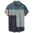 thumbnail image 1 of Camisas Para Hombre Manga Corta Casual Hombres Solapa Estampado Manga Corta Puños Botón Puerto Estilo Floral Camisa Sand Beach Hawaiianss Summer Top (Blue, S), 1 of 3