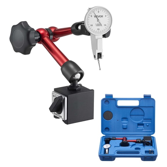 VEVOR Dial Test Indicator with Universal Magnetic Base and Storage Case, 0.0005 inch Accuracy, 0-0.03 inch Range, Micro Ball Handle for Narrow Area Measurement, Industrial Machining & Inspection