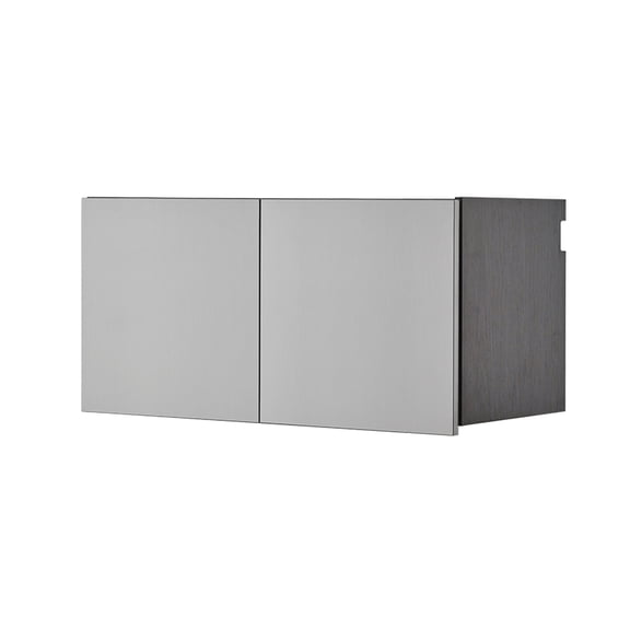 JERFIT 32 Inch Metal Wall Cabinet with Doors & Drawers, Wood Storage Locker, Heat & Water Resistant, Metallic Grey Finish for Home, Garage, Office