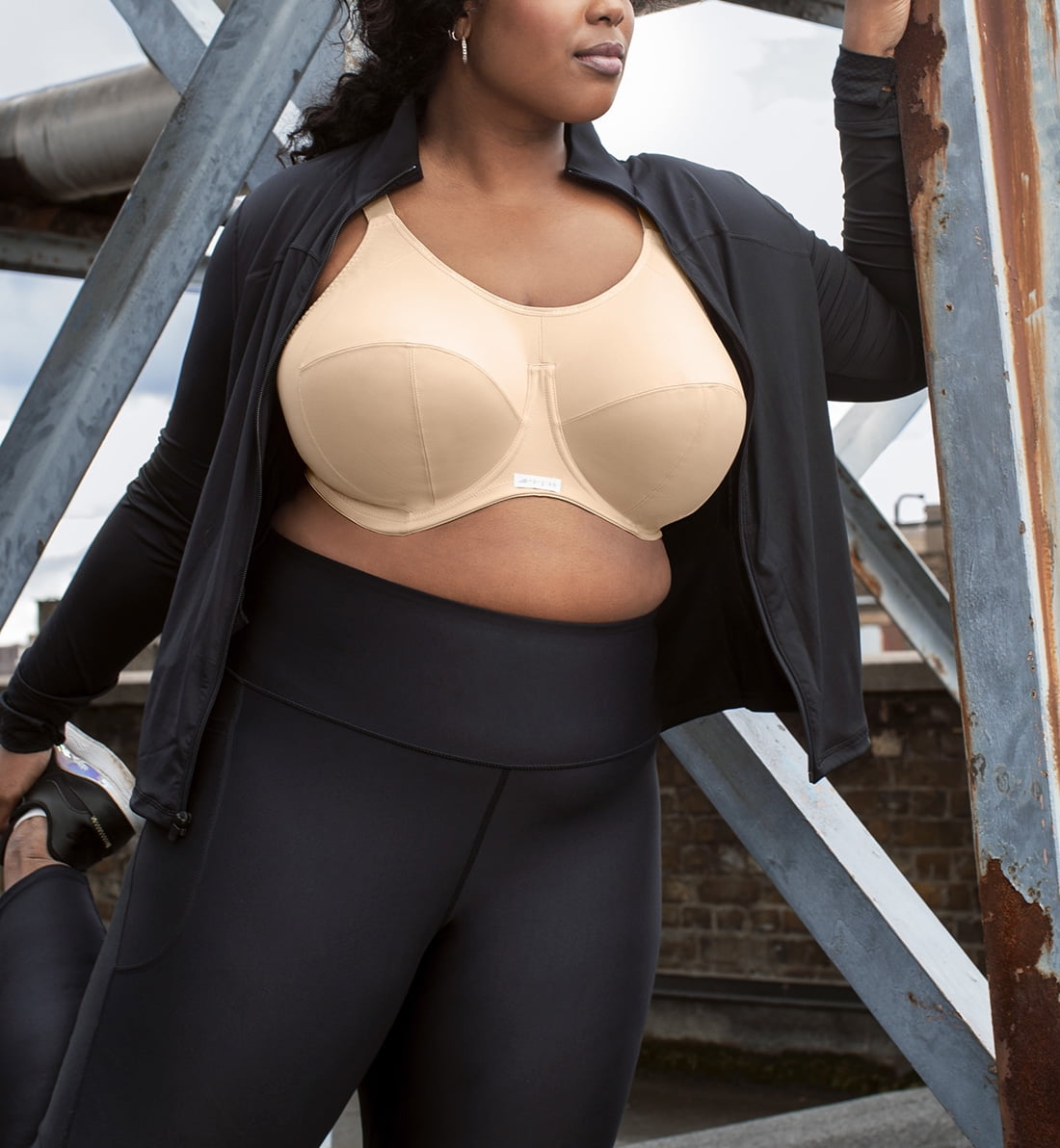Elomi Energise J-Hook Underwire Sports Bra (8041),32GG,Nude