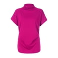 thumbnail image 2 of Blouse Décontractée en Coton à Manches Courtes Col Roulé pour Femmes, T-shirt Grande Taille, 2 of 4