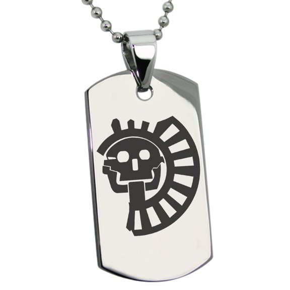 Tioneer Stainless Steel Aztec Chief Tribe Rune Engraved Dog Tag Pendant Necklace