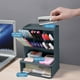 thumbnail image 4 of Organizador de escritorio inclinado | Estante de plástico multi-celosía con cajón, compartimentos lavables extraíbles | Blanco Rosa Azul Verde | Portaobjetos de sobremesa de gran capacidad, 4 of 7