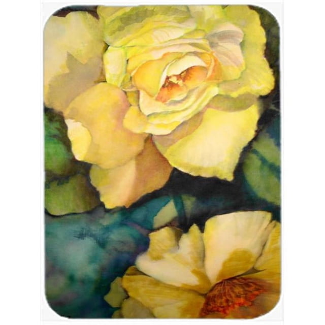 Carolines Treasures PJC1047LCB Planche à Découper en Verre Roses Jaunes-Grande