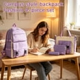thumbnail image 5 of 4PCS Campus Backpack Set for Teen Girls,Simple Color Block School Backpack with Tote Bag & Pencil Case,Lightweight Laptop Bookbag Travel Daypack for Middle High School, 5 of 5