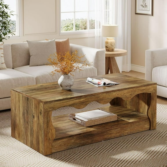 Tribesigns 47.24-Inch Rectangle Coffee Table for Living Room, Rustic Brown