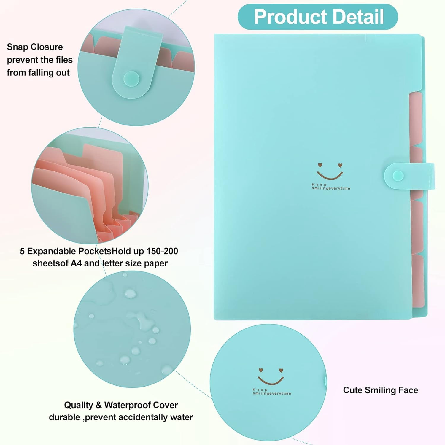 10PCS Expanding File Folders,A4 Letter Size Accordion Document Organizer,Plastic 5 Pocket Accordion Folder,Expandable File Folder with Snap Closure,120 Labels in 12 Colors for School Office Supplies