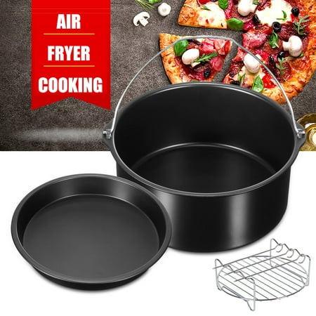 Air Fryer Cooking & Baking Accessory Set Baking Dish + Pizza Pan + 3 Skewers + Rack Kitchen