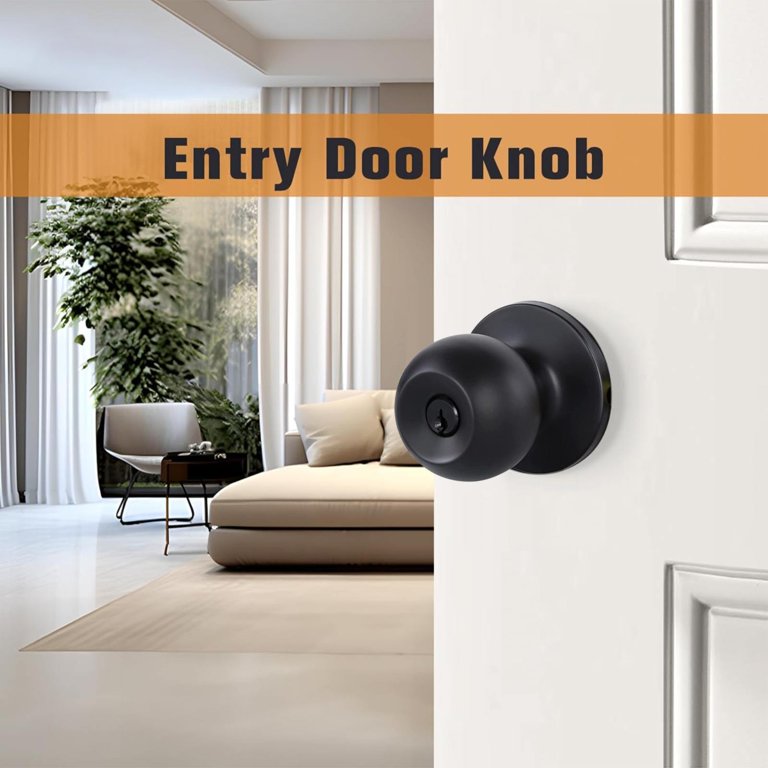 3-Pack Black Exterior Door Handles With Lock & Keys – Modern Entry Door Knob Set
