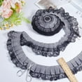 thumbnail image 6 of 5Yds Black Checkered Pleated Chiffon Gathered Lace Trim 2.5 Inch Gingham Organza Ruffle Fabric Buffalo Plaid Embroidered Applique Edging Ribbons, 6 of 9