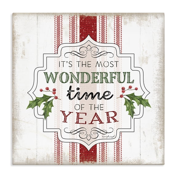 Stupell Industries Farmhouse Festive Holiday Rustic Stripes Canvas Art, 24 x 24, by Jennifer Pugh