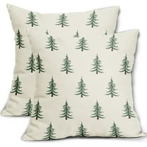 Christmas Pillow Covers 18x18 Inch Set of 2 Xmas Tree Forest Green Cream Decorative Throw Pillowcases Outdoor Winter Farmhouse Holiday Cushion Cases Decor for Sofa Couch Bed
