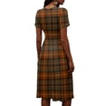 thumbnail image 5 of Ladies' Plaid Casual Fashionable Short Sleeved V-neck Dress Brown F L, 5 of 5