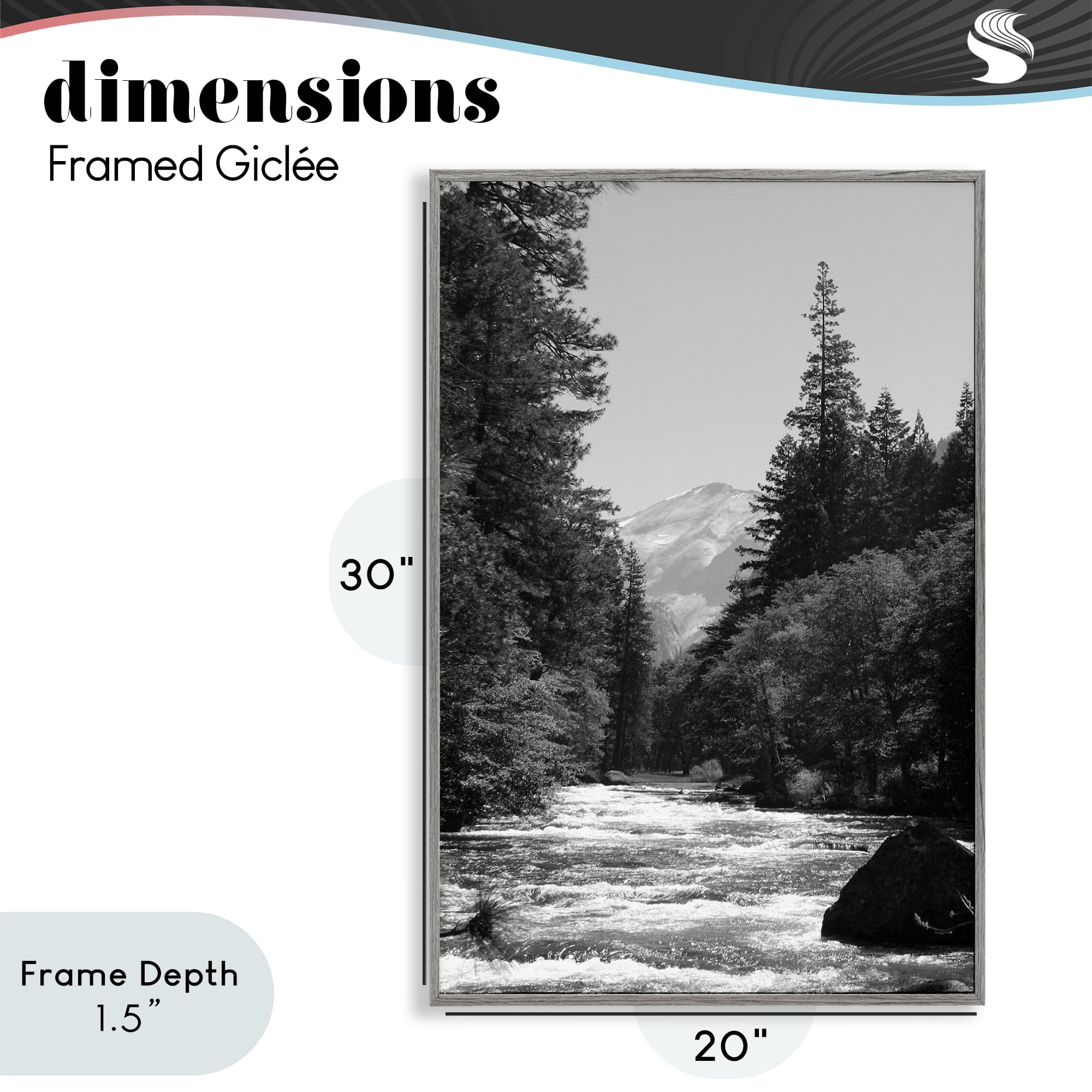 Stupell Industries Merced River Flow Gray Framed Giclee Art, design by Kim Curinga