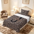 thumbnail image 3 of meiyoeat Leopard Print Bow Letter J Twin Sheet Sets, Women Teens, Brown Animal Print Bedding, 3 Pieces, 1 Flat Sheet, 1 Fitted Sheet and 1 Pillowcase, 3 of 6