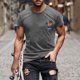 thumbnail image 3 of Camisas de Manga Larga para Hombres Casual Impreso Cuello Girado Abajo, Lado Dividido Botón Abajo Blusa para Al Aire Libre, Diario Y Primavera Verano, 3 of 5