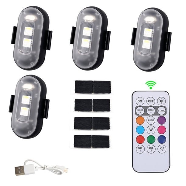 Luces LED Advertencia Emergencia Estroboscópicas Inalámbricas 8 Colores Con Control Remoto (4PCS)