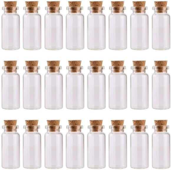 Maxmau 24Pcs 10Ml Glass Bottles Cork Stoppers Diy Decoration Mini Glass Vials Cork Message Glass Bottle Vial Cork,Small Glass Bottles Jars Corks For Wedding Party Favors
