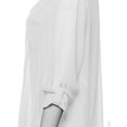 thumbnail image 3 of FashionOutfit Women's Plus Size Henley Neck w/ Pocket 3/4 Sleeve Sheer Blouse Top, 3 of 4