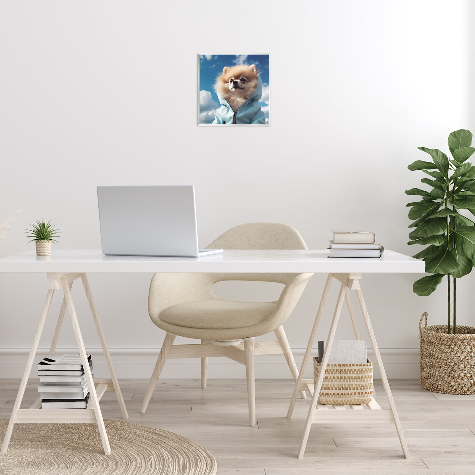 Stupell Industries Pomeranian Dog & Clouds Animals & Insects Painting Unframed Art Print Wall Art, 12 x 12