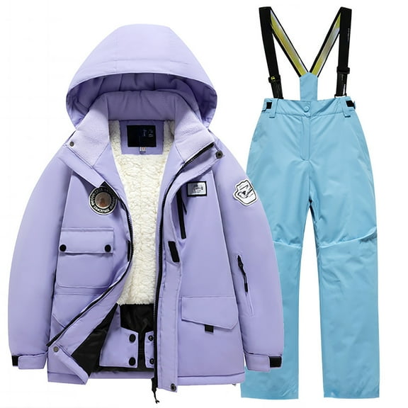 TAIAOJING Toddler Child Ski Suit Pocket Jacket And Pants Winter Windbroof Snowboarding Unisex Kids Warm Snow Suits Comfort Baby Daliywear 10-12 Years