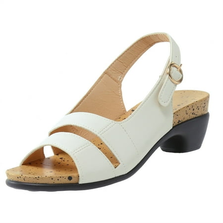 

PEASKJP Comfortable Sandals for Women Women s Desert Kiss-Stretch Quarter Strap Sandal Flat (White 6)