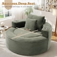 thumbnail image 3 of Muumblus 55" Indoor Round Chaise Lounge with Cup Holders, Oversized Boneless Accent Barrel Chair, Green Corduroy, 3 of 10