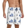 thumbnail image 6 of Mens Pajama Shorts, ship blue sails anchors white Sleep Shorts Men Pajama Bottoms Lounge PJ Shorts with Pockets, 6 of 6
