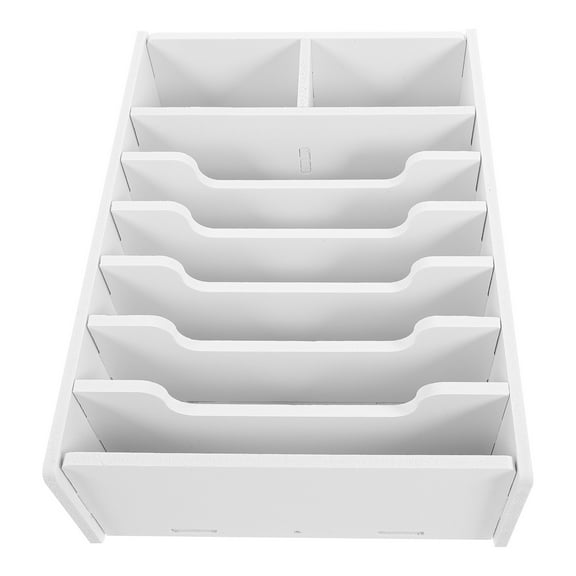ELAYARD White Wooden Cash Holder Multi-Grid Box for Financial Documents and Money Storage