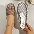 thumbnail image 3 of Clear Jelly Flats for Women Closed Toe Round Mesh Hollow Jellies Mesh Flats Sandals Slip On Jelly Slides Shoes Summer Beach Slippers Mules, 3 of 7