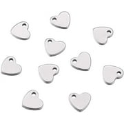 Pandahall 100pcs Heart 304 Stainless Steel Tiny Double Side Pendants Charms 10x9mm for Bracelet Jewelry Making