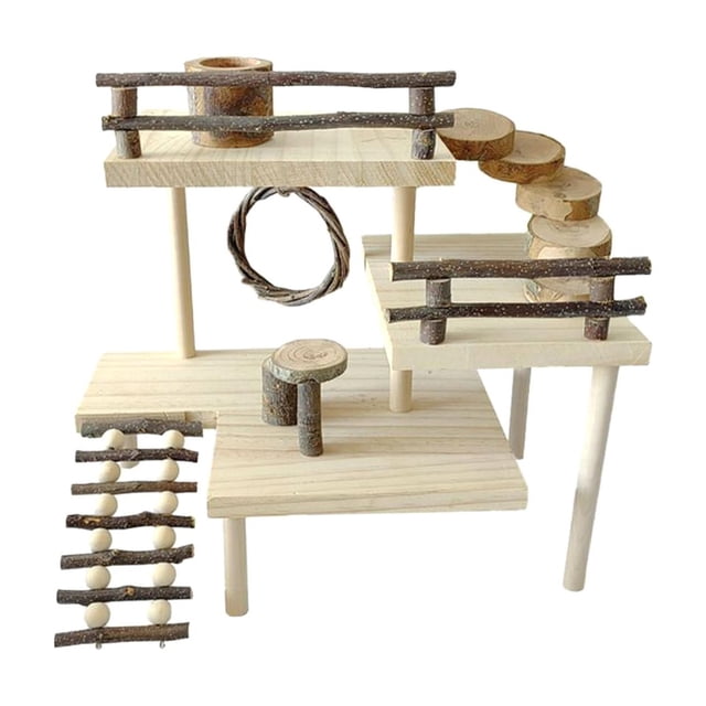 Juguete de hámster, con escalera para trepar, escaleras de patio de natural, de conejillo de para suministros para mascotas,