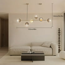 (Gold Smoke Gray) Lighting 6-Light Modern Globe Pendant Light Mid Century Vintage Sputnik Chandelier Gold Farmhouse Linear Chandelier Kitchen Island Lighting