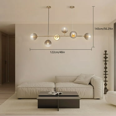 (Gold Smoke Gray) Lighting 6-Light Modern Globe Pendant Light Mid Century Vintage Sputnik Chandelier Gold Farmhouse Linear Chandelier Kitchen Island Lighting