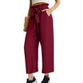 thumbnail image 2 of Kaemgyyd Wide Leg Pants Woman Tie Knot Paperbag Dress Pants Fashion High Waisted Work Slacks Cropped Trousers with Pockets, 2 of 7