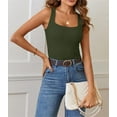 thumbnail image 3 of Ribbed Tank Tops for Women 2024 Summer Knit Square Neck Sleeveless Shirts Summer Casual Slim Fitted Basic Tanks, 3 of 8