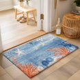 thumbnail image 2 of 2x3 Ft Entryway Area Rug, Orange Navy Blue Coral Kitchen Rug Runner Washable Floor Mat, Summer Beach Coastal Ocean Ombre Non Slip Indoor Door Mat Throw Carpet for Bathroom Living Room Bedroom, 2 of 8