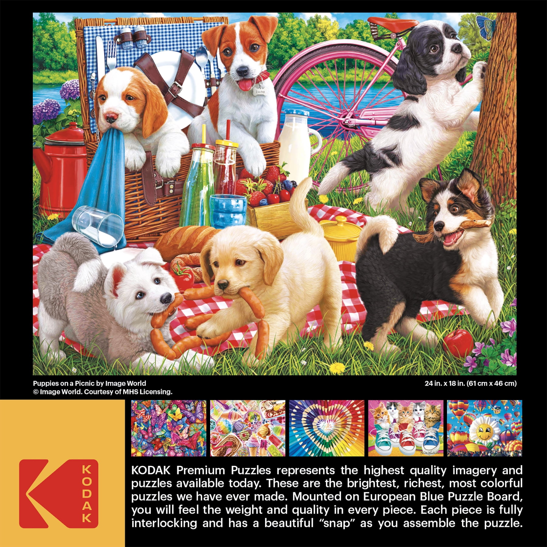 Kodak 350-Piece Puppies on a Picnic XL Jigsaw Puzzle