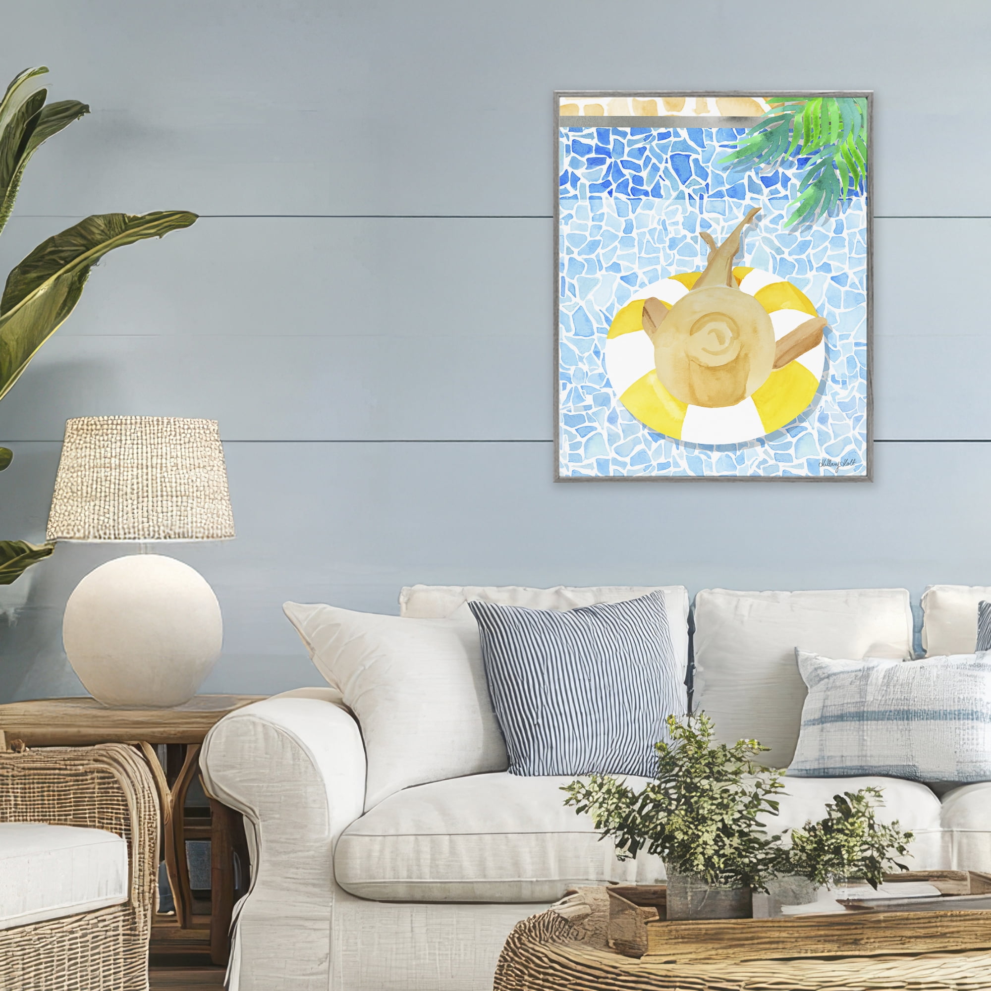 Stupell Industries Summer Poolside Drift Gray Framed Giclee Art, design by Hillary Holt