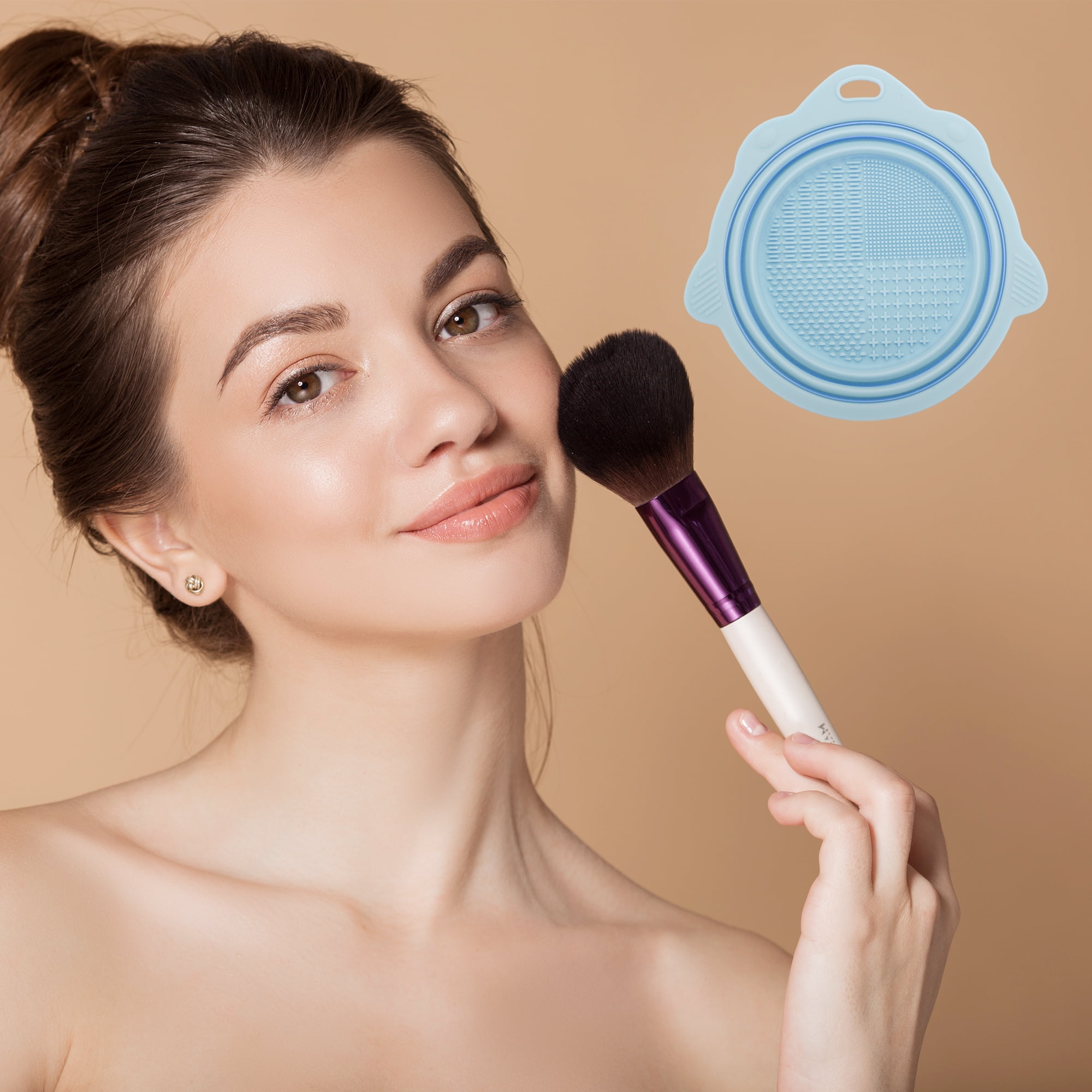 Unique Bargains 1Pc Portable Foldable Makeup Brush Cleaner for Quickly Cleaning Blue