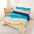 thumbnail image 2 of jejeloiu Watercolor Ocean Waves Full Size Comforter Sets,Sand Beach Print Bedding Comforter Set For Boys,Blue Beige,Navy Blue Reversible,3-Piece,1 Comforter and 2 Pillowcases, 2 of 7