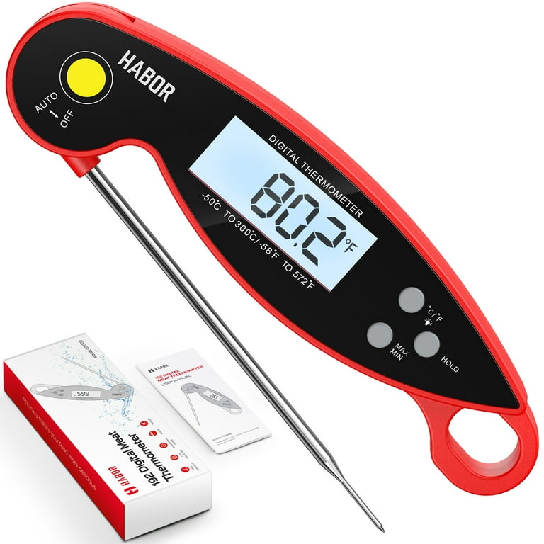 Habor Instant Read Meat Thermometer for Kitchen, Waterproof Magnet Digital  Food Thermometer for Outdoor Cooking, Backlight LCD, 4.6 Long Probe, Grill Thermometer  Auto Off for BBQ Grill Coffee Milk 