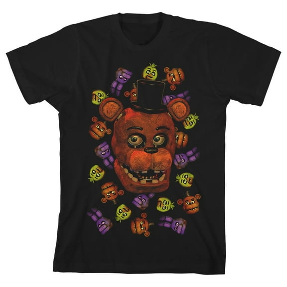 Five Nights At Freddy's Big Freddy Face Boy's Black T-shirt-Medium